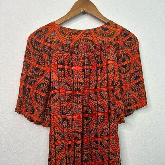 Go Softly Patio Multicolor Safari Giraffe Pleated Orange Dress Size L - Picture 10 of 14